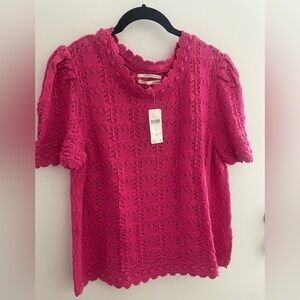 Anthropologie Pink Ruffled sweater top